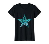 Rockabilly Punk RockNroll Cheetah Leopardo Azul Azulado Camiseta gráfica económica, Mujer, Negro, L