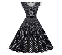 Rockabilly - Vestido de fiesta para mujer, diseño de lunares, estilo años 50, vestido de noche, vestido de noche, vestido de baile, largo hasta la rodilla, vestido de fiesta, elegante, vestido de