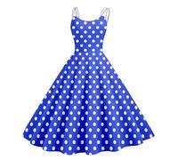 Rockabilly - Vestido de fiesta para mujer, diseño de lunares, vestido de graduación, vestido de fiesta de los años 50 y 60, vestido de novia, vestido de fiesta, vestido de cóctel, azul, 6 1/2 HS