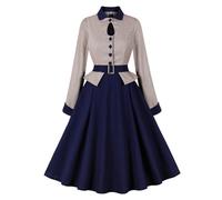 Rockabilly - Vestido de fiesta para mujer, estilo vintage de los años 50, largo hasta la rodilla, vestido de coctail, con cinturón, línea A, hasta la rodilla, vestido de coctail, elegante, vestido de