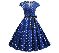 Rockabilly - Vestido de manga corta para mujer, de los años 50 y 60, con lunares, estilo coctail, vintage, swing a la moda, para bodas, festivos, hasta la rodilla, túnica, vestido de fiesta, vestido