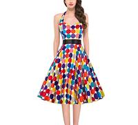Rockabilly - Vestido de noche para mujer, diseño de lunares, estilo años 50, largo hasta la rodilla, E, S