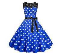 Rockabilly - Vestido de noche para mujer, vestido de fiesta, estilo vintage, años 50, 60, vestido de graduación, boda, cóctel, carnaval, lunares, azul, 6 1/2 HS
