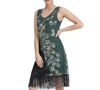Rockabilly Vestido para mujer de los años 20 con lentejuelas midi de dos piezas, doble cuello en V, vestido corto para fiesta con brillos, manga pequeña, disfraz de pirata, renacentista, Halloween