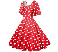 Rockabilly - Vestido para mujer, diseño de lunares de los años 50, vestido de novia, vestido de noche, vestido de noche, vestido de fiesta, elegante, vestido de fiesta, festivo, rojo, S
