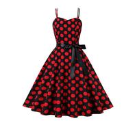 Rockabilly - Vestido retro de los años 50 con tirantes delgados, vintage, lunares, para cóctel, fiesta, noche, baile de graduación, Vino, 4-5 años