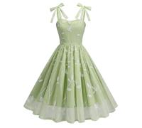 Rockabilly Vestidos Mujer Bordado Floral Formal Espalda Sin Espalda Fiesta de Noche Mini Tul Princesa Vestido de Princesa Tirantes Espaguetis Hoja Bordado Malla Swing Vestido de Prom Línea A Vestido