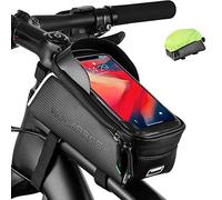 ROCKBROS Bolsa Móvil de Bicicleta Resistente al Agua, Porta Móvil para Teléfono de hasta 6,5” para Bicicleta de Montaña y Carretera, Soporte con Pantalla Táctil, Accesorios de Ciclismo, Negro