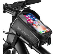 ROCKBROS Bolsa Móvil de Bicicleta Resistente al Agua, Porta Móvil para Teléfono de hasta 6,5” para Bicicleta de Montaña y Carretera, Soporte con Pantalla Táctil, Accesorios de Ciclismo, Negro
