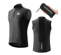 ROCKBROS Chaleco Ciclismo Hombre, Chaqueta Deportiva Sin Mangas Cortaviento Ligero Transpirable Plegable para Carretera MTB Senderismo, Negro L