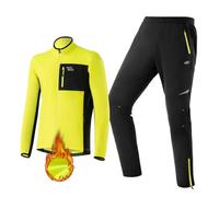 ROCKBROS Chaqueta y Pantalón Ciclismo Invierno para Hombre Térmico a Prueba de Viento, Traje de Ciclismo Polar Transpirable para MTB Deportes Exteriores