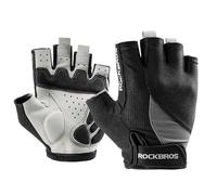 ROCKBROS Guantes Ciclismo Medio Dedo para Hombres y Mujeres, Guantes Cortos de Verano Transpirables Antideslizantes con Amortiguación, para Carretera y MTB, Negro