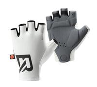 ROCKBROS Guantes Ciclismo Medio Dedo para Hombres y Mujeres, Guantes Cortos de Verano Transpirables y Amortiguadores con Acolchado Ergonómico 3D para Carretera y MTB, Blanco S
