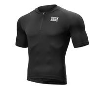 ROCKBROS Maillot de Ciclismo para Hombre de Manga Corta, Jersey de Verano Transpirable y de Secado Rápido con 3 Bolsillos para Bicicleta de Carretera y MTB, Negro L