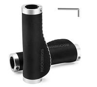 ROCKBROS - Manijas para bicicleta antideslizantes para manillares de bicicleta ergonómicos, puños de ciclismo de TPR de goma doble bloqueo para MTB Bicicletas de carretera BMX Scooter 13*φ2.22cm plata