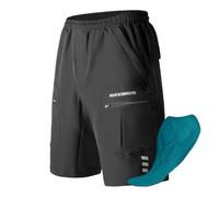 ROCKBROS Pantalones Cortos de Ciclismo para Hombre, Culotte Ciclismo Desmontable Transpirable Multifuncional Verano con Bolsillos 4D Acolchado para MTB, M-4XL