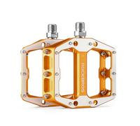 ROCKBROS Pedales de Bicicleta de Aluminio CNC, Plataforma Ancha Antideslizante con Clavos, Eje de Acero CR-Mo 9/16" con Rodamientos Sellados para MTB, Carretera, Gravel y Ciclismo Urbano, Dorado