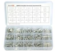 RockDIG 280 unids 15 tipos no aislados Tenedor tipo U Terminales de cobre estañado eléctrico conector de cable eléctrico conector de espada engarzado Kit surtido