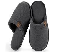 RockDove LiteStep - Pantuflas de punto gofre para hombre, ligeras, de espuma viscoelástica, con suela antideslizante, gris oscuro, 40/41 EU