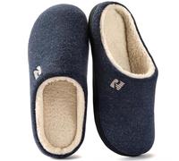 RockDove Zapatilla de Clog con Forro de Sherpa y Espuma Viscoelástica para Hombre, 43.5 EU, Azul Y Natural