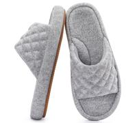 RockDove Zapatillas de Casa para Mujer en Fieltro Acolchado con Punta Abierta, Soporte para el Arco y Espuma Viscoelástica, Cómodas para Interior y Exterior, 36/37 EU, Gris Claro
