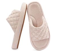 RockDove Zapatillas de Casa para Mujer en Fieltro Acolchado con Punta Abierta, Soporte para el Arco y Espuma Viscoelástica, Cómodas para Interior y Exterior, 38/39 EU, Beige