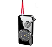 Rocker arm windproof direct spray red flame lighter, multifunctional lighter with dial, adjustable flame size, suitable for indoor and outdoor use, gift for men (butane not included)(Black1)