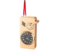 Rocker arm windproof direct spray red flame lighter, multifunctional lighter with dial, adjustable flame size, suitable for indoor and outdoor use, gift for men (butane not included)(Gold)
