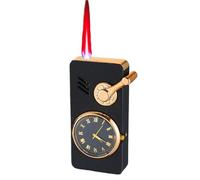Rocker arm windproof direct spray red flame lighter, multifunctional lighter with dial, adjustable flame size, suitable for indoor and outdoor use, gift for men (butane not included)(Black)