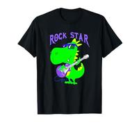 Rocker Guitarrista Dinosaurio Dino T-Rex Rock Star Music Design Camiseta