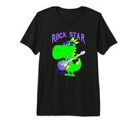 Rocker Guitarrista Dinosaurio Dino T-Rex Rock Star Music Design Camiseta Premium