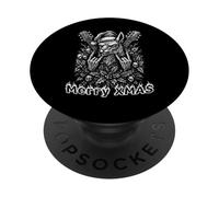 Rocker Santa Llama Metal Música Rebelde Gótico Navidad PopSockets PopGrip Adhesivo