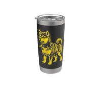 Rocker Shiba Inu Punk Metal Rock and Roll Music Dog Vaso térmico de acero inoxidable de doble pared