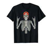 Rocker Skeleton Cap Skater Cool Halloween Punk Rock Hombres Niños Camiseta gráfica económica, Hombre, Negro, XL