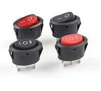 Rocker Switch 5pcs KCD1 Round Small 25 * 16.5 mm Mini redondo blanco rojo 2 pin 3 pintor de encendido Botón Interruptor con luz 6A/250(3p Red On-off-on)