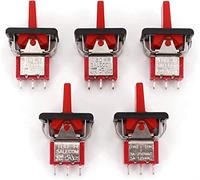Rocker Switch 5pcs SH T80-R Serie R8016A-P14 3 Pin momentáneo MAMÁ- Apagado -MAMÁ Auto-retorno SPDT Interruptor de balancín y paletas(5pcs Red)