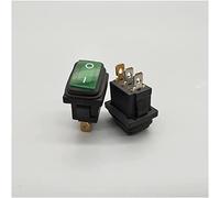 Rocker Switch KCD1 1 LED de 2V / 220V Interruptor balancín impermeable 3 pines 0A 250V IP67 botón tipo bote(Green,220V)