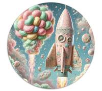 Rocket 1000 Piezas, Rompecabezas Redondo Intelectual para Niños Adultos, Spacecraft Puzzle, Juegos Intelectuales, Juguetes contra El Estrés, Regalos Familiares (67.5x67.5cm)