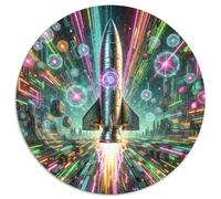 Rocket 1000 Piezas, Rompecabezas Redondo Intelectual para Niños Adultos, Spacecraft Puzzle, Juegos Intelectuales, Juguetes contra El Estrés, Regalos De Decoración (67.5x67.5cm)