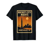 Rocket City Nights Camisa Huntsville AL Moon Skyline Space Camiseta