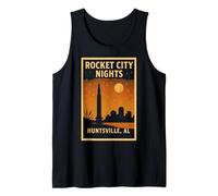 Rocket City Nights Camisa Huntsville AL Moon Skyline Space Camiseta sin Mangas