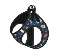 Rocket Clipart - Arnés de verano para perro con estampado de nave espacial, chaleco suave y ligero, arnés transpirable para mascotas reflectante para caminar fácilmente