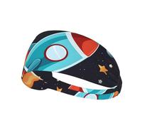 Rocket Clipart Space Ship Picture Diadema elástica para ejercicio, diadema para hombres y mujeres, banda para el pelo para yoga fitness