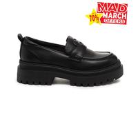 Rocket Dog Dandy Mujer de Piel Moda Cómodo Plataforma Mocasines Piel Negro