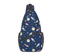 Rocket in Space A Red Rose Sling Bag, Mochila de Hombro Paquete de Pecho Causal Crossbody Daypack para Mujeres Hombres Senderismo Viajes
