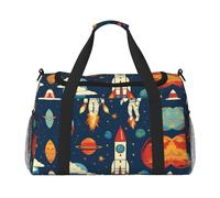 Rocket in Space - Bolsa de transporte para fin de semana, bolsa de viaje para mujer, Negro -, Talla única