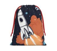 Rocket in Space - Bolsas de Navidad, bolsa de almacenamiento, suministros de fiesta de cumpleaños, también se puede utilizar para almacenamiento diario