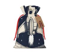 Rocket In Space Bolsas de regalo reutilizables de Navidad y festivales, bolsas de embalaje de regalo, bolsas de tela elegantes hechas a mano