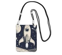 Rocket In Space - Bolso cruzado pequeño para mujer, moderno, bolso para teléfono con correa ajustable, para senderismo, viajes, Negro -, Talla única
