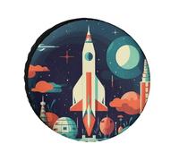 Rocket in Space - Cubierta de neumático de repuesto resistente a la intemperie, diámetros de neumáticos de 61 a 91 cm, protectores universales impermeables para remolque, camión, caravana, SUV